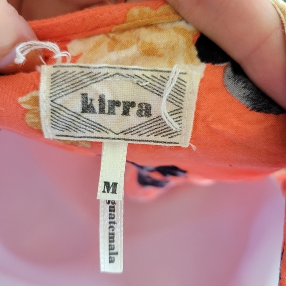 Kirra Medium Tank Top Cropped Orange Floral Button Front Blouse Shirt - Picture 7 of 8